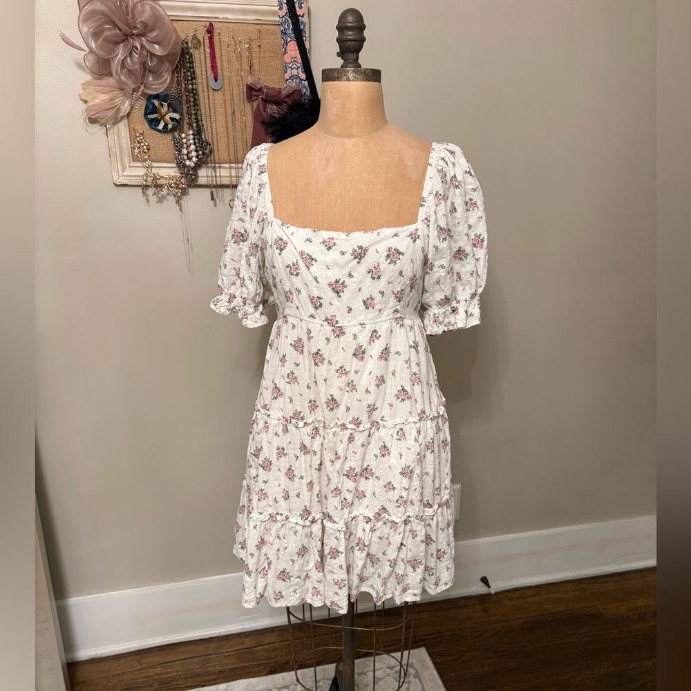 Eesome White Puff Sleeve Mini Sundress